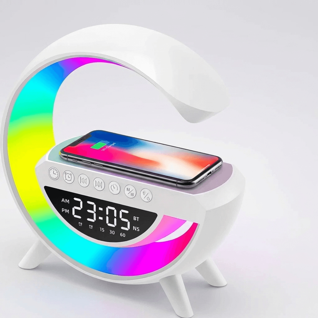 Годинник-нічник Bluetooth-колонка 3в1 з бездротовою зарядкою RGB